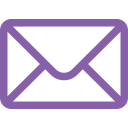 A simple purple outline of an envelope, representing an email or message icon, on a light gray background.